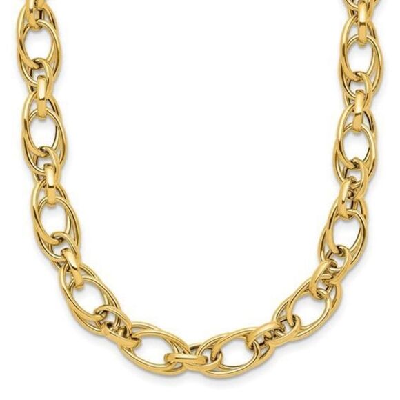 Leslie's 14K Polished Fancy Oval Link Necklace - Picture 1 of 5